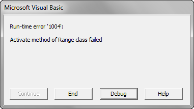 실행 시간 오류 1004 Excel 2003