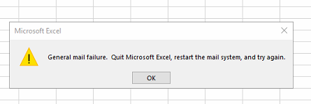 general mail failure Excel error
