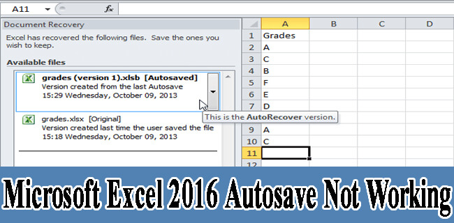 Fix Microsoft Excel 2016 Autosave Not Working