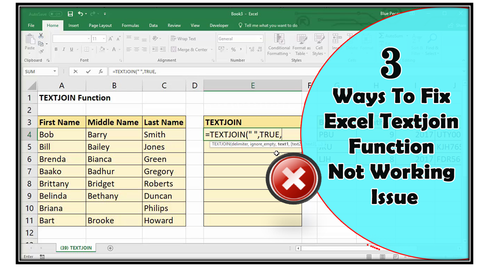 3 Ways To Fix Excel Textjoin Function Not Working Issue