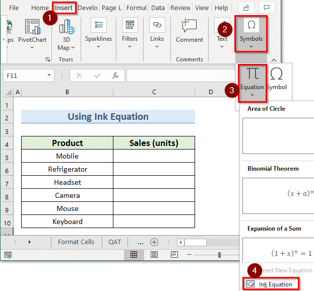 superscript in Excel 
