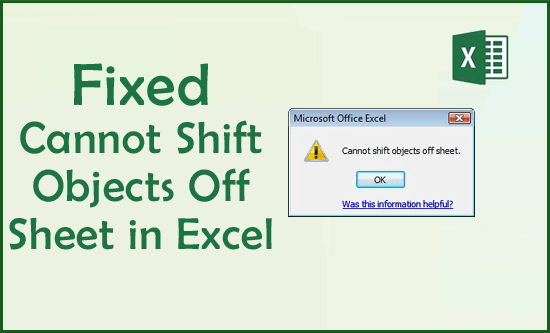 Cannot Shift Objects Off Sheet in Excel
